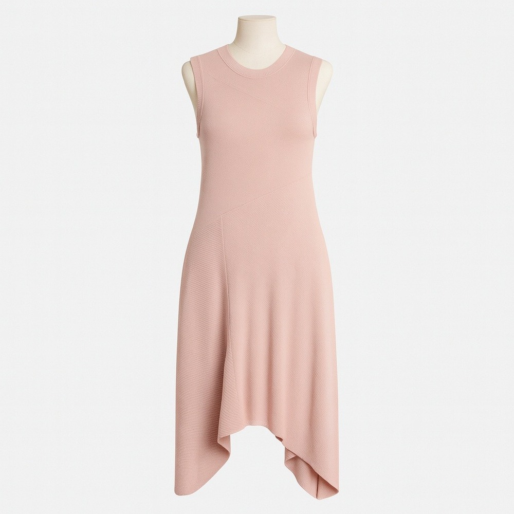 Sleeveless Pink Asymmetrical Midi Dress